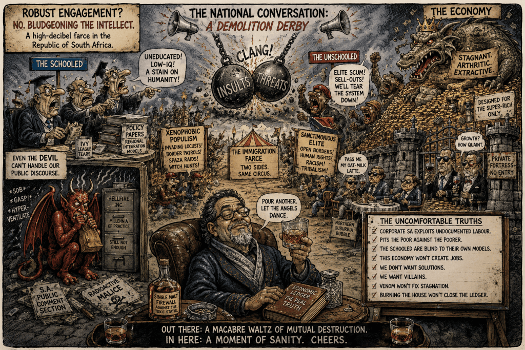 Bludgeoning the Intellect: The High-Decibel Farce of South African “Robust Engagement” Bludgeoning the Intellect: The High-Decibel Farce of South African “Robust Engagement”