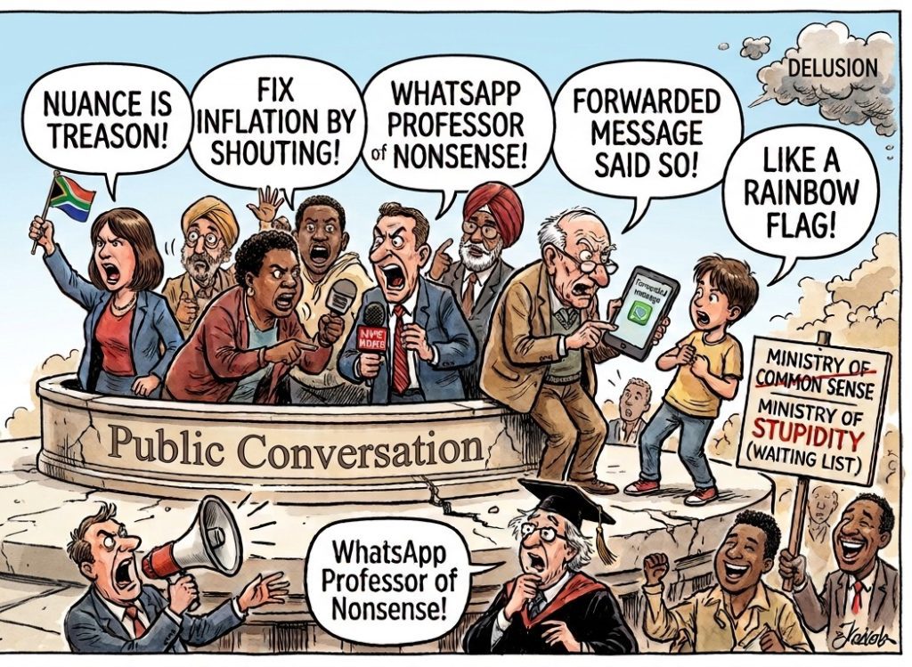 Noise, Delusion, and Why South African Public Debate Needs a Ministry of Stupidity Noise, Delusion, and Why South African Public Debate Needs a Ministry of Stupidity
